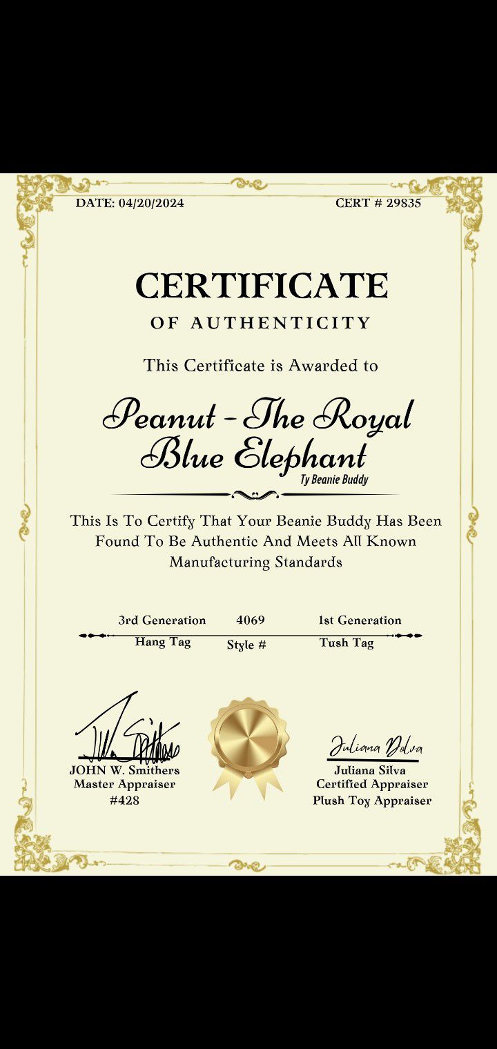 1998 PEANUT ROYAL BLUE ELEPHANT BUDDY