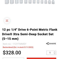 Snap on 1/4 Socket Set