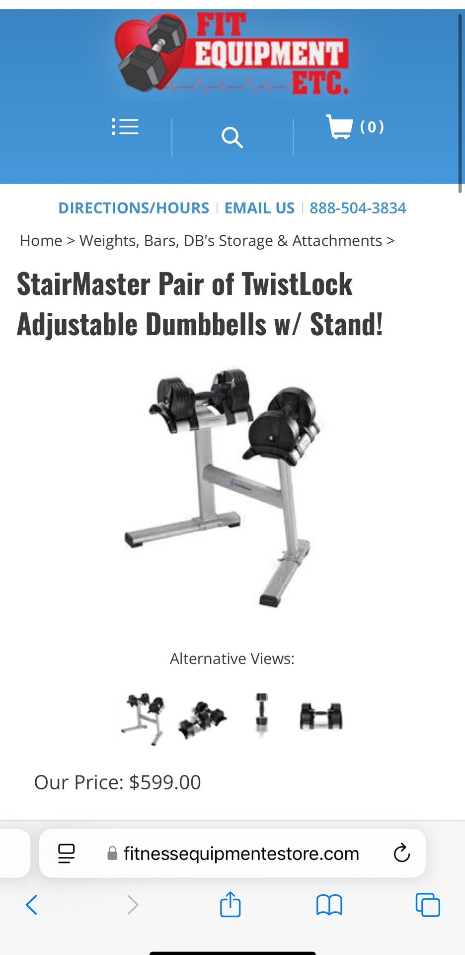 StairMaster Pair of TwistLock Adjustable Dumbbells w/ Stand!