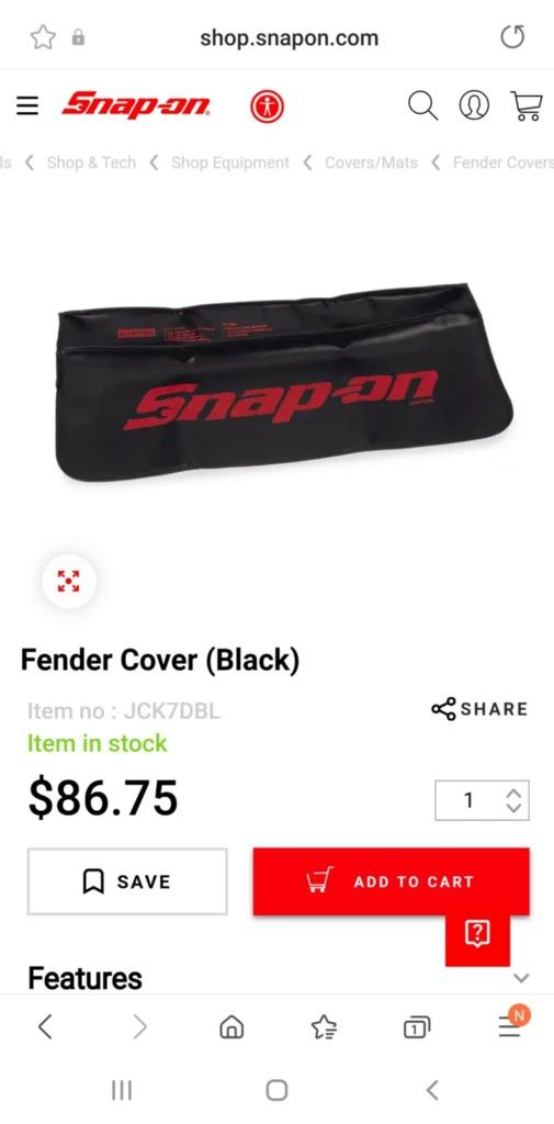 Snap➖On Usa Tools Fender Cover 🔎Like➖🆕✅