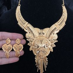 22k Gold Plated Necklace 21k Gold Plated Indian Dubai Gold Plated 