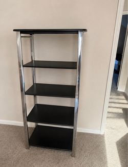 5-Tier Black and Chrome Shelving Unit & Desk