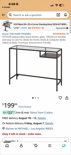 Black metal and glass table laptop desk