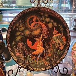 1996 Tianex Russian Legends Fairy Tales Firebird  Black Decor Plate 7-3/4”