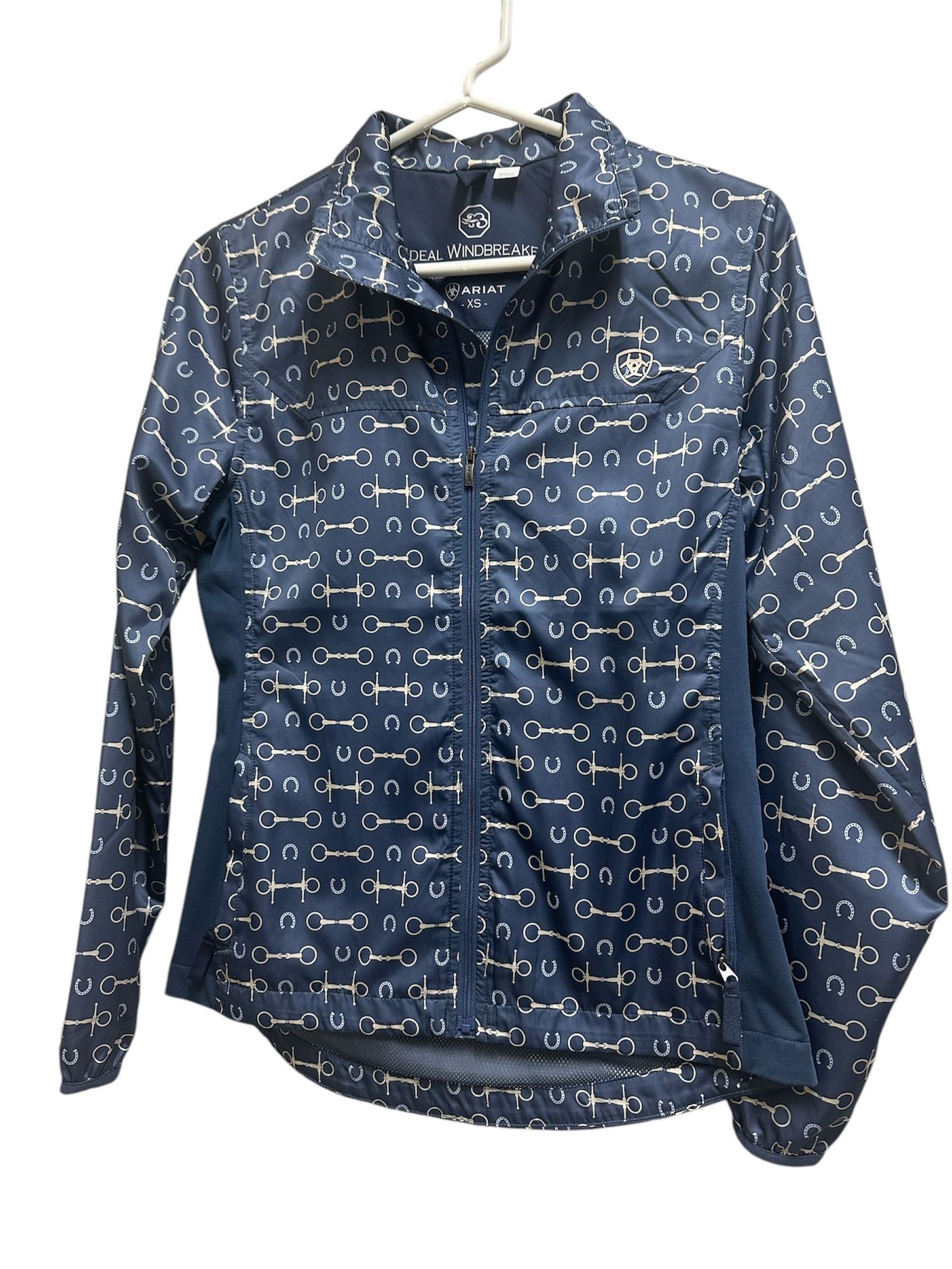 Ariat Ideal Windbreaker Package Jacket widens XS Blue Horseshoe Full Zip