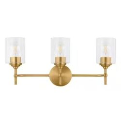 HDC Ayelen 3-Light Matte Brass Modern Bathroom Vanity Light with Clear Glass