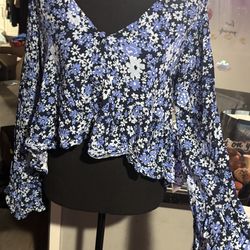 NWOT asos ruffled long sleeve bell top