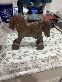 Vintage Wood Animals 8” Tall Great Gift For Someone Having Baby Great For Child’s Room As Decoration