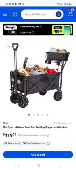 Mac Sports Deluxe Push Pull Folding Wagon with Brakes $130
