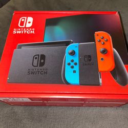 BRAND NEW IN BOX! Nintendo Switch Neon Blue & Red Joy Con Bundle