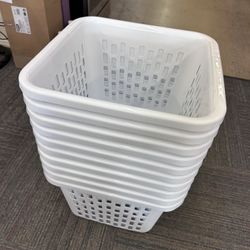 1.5 Bushel Square Plastic Laundry Basket with 2 Comfort Grip Handles, White