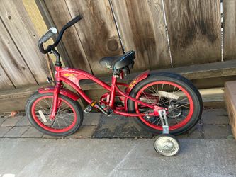 Kids Red Cruiser Bike with Training Wheels