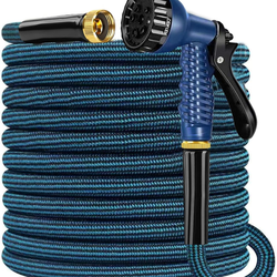 25 FT Ultra-Flexible Garden Hose, No-Kink No-Twist Design with 7-Function Spray Nozzle, All-Weather Puncture Proof Lightweight Hose for Gardening, Pat