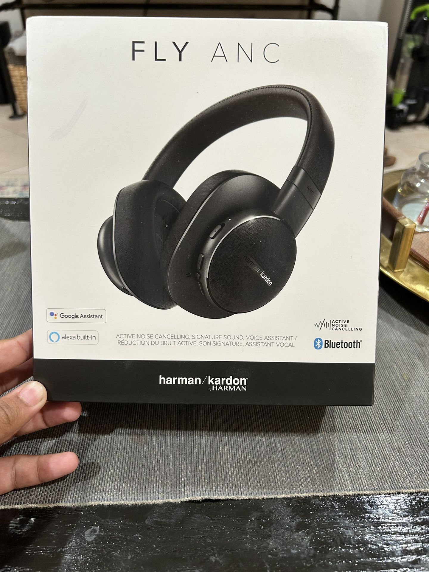 Harman Kardon Fly ANC Wireless Bluetooth Over-Ear Headphones with Active Noise Cancelling - Google Voice Assistant - Alexa Built-in