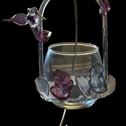 Glass Hummingbird Candle Holder 