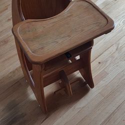 3 In 1 Solid Wood High Chair (Turns Into Rocker And Small Desk)