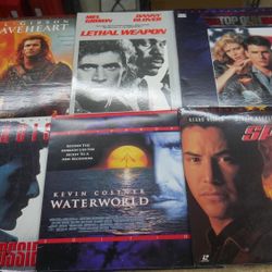 Lot 6 LaserDisc Brave Heart  Mel Gibson ,Lethal Weapon Mel Gibson Danny Glover, Top Gun Tom Cruise Kelly McGillis, Speed Keanu Reeves Dennis Hopper Sa