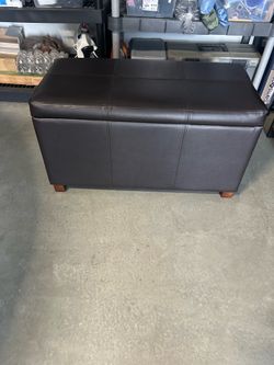 Brown Leather Ottoman w/Storage Area