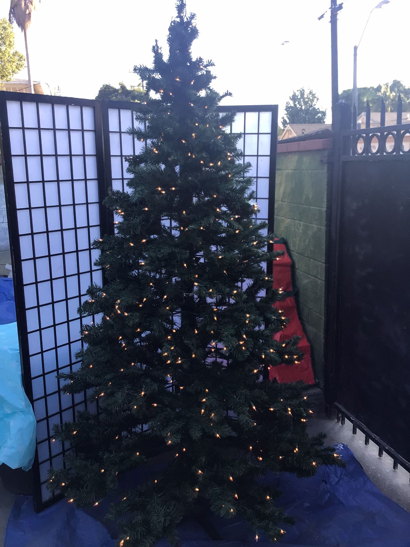 Used 7ft LED Clear Lights Christmas Pine Tree 