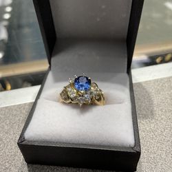 Blue Birthstone Cluster Ring 