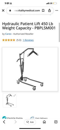 Hydraulic Patient Lift 450 Lb Weight Capacity - PBPLSM001