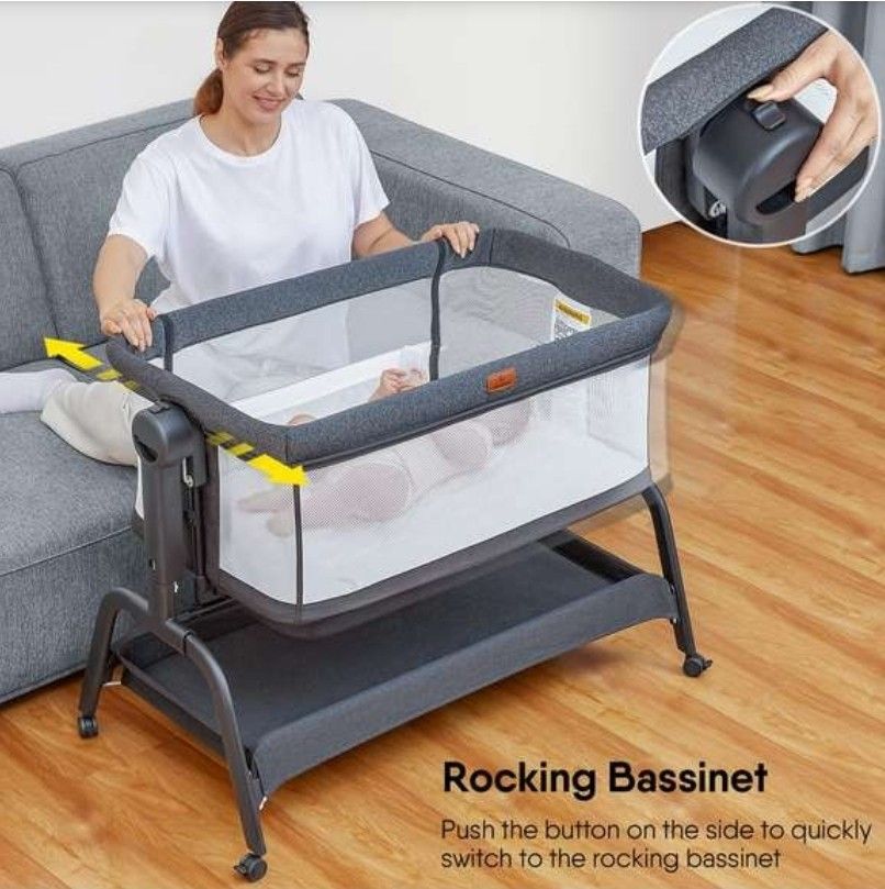 10/16#366 Baby Bassinet, 3 in 1 Infant & Toddler Cradle