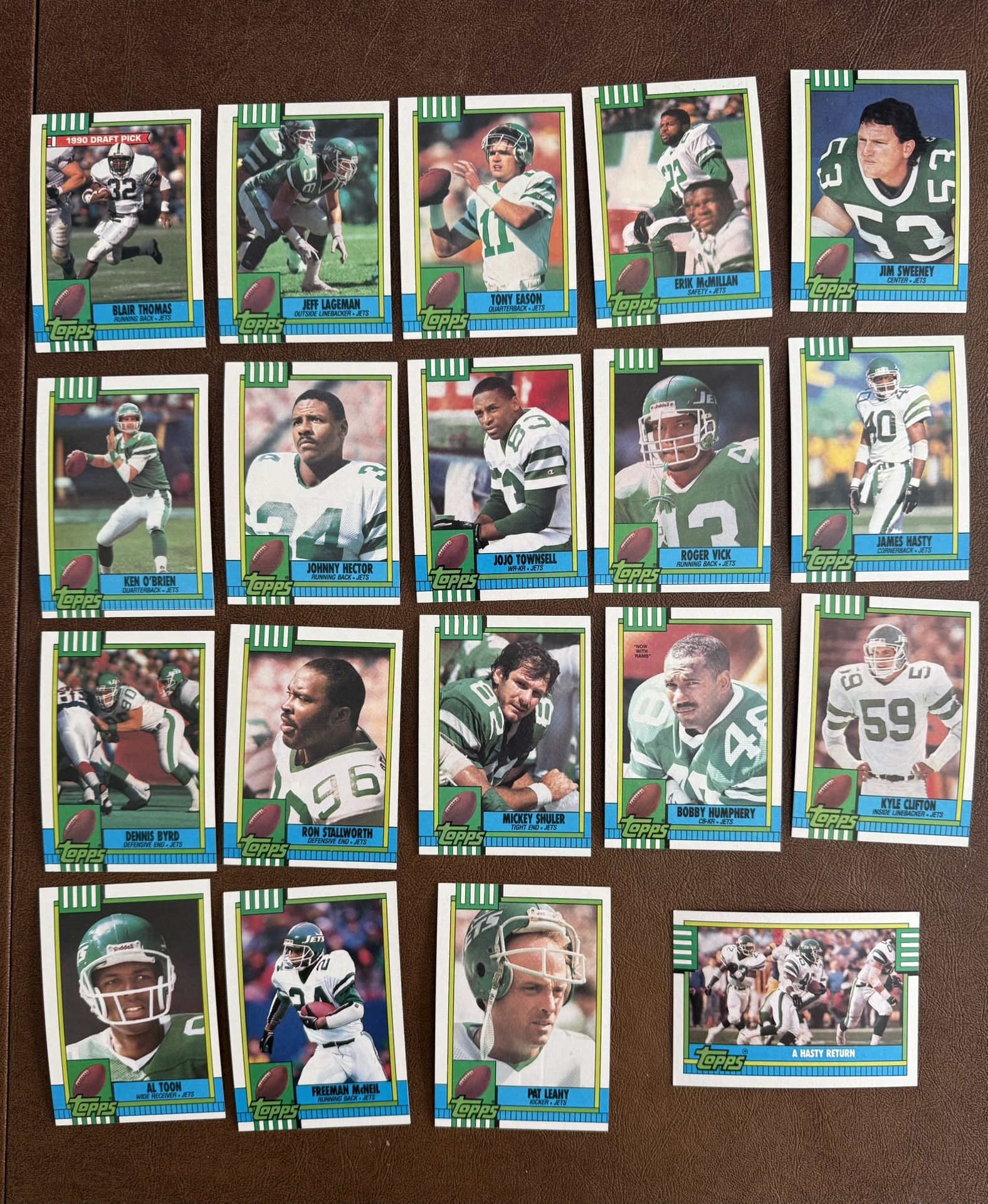 1990 Topps Football Cards Complete Team Set (19) New York Jets Freeman McNeil