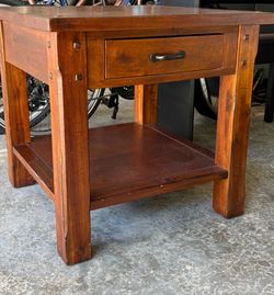 Rustic Farmhouse End Table with Drawer and Shelf