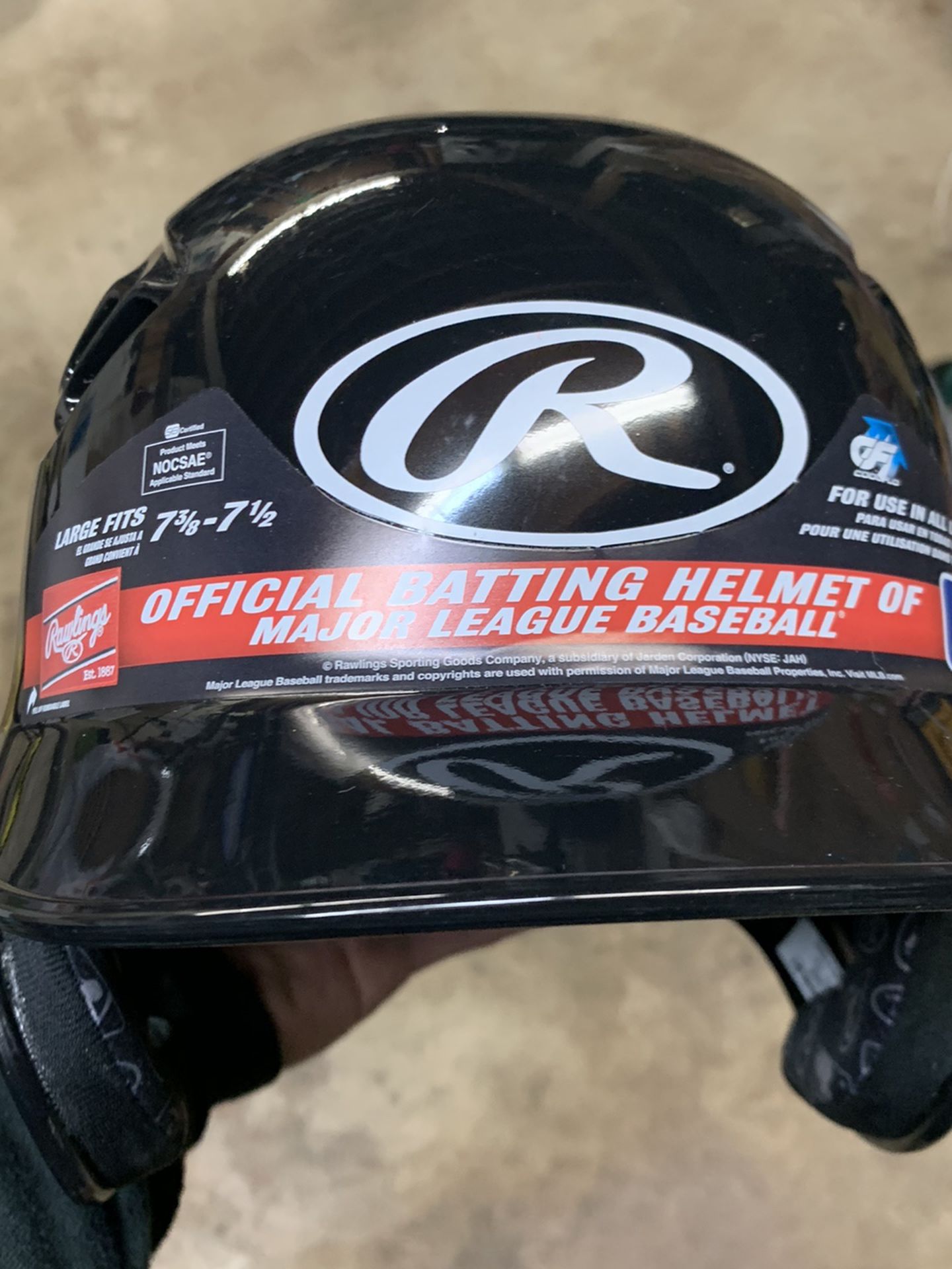 Baseball Batting Helmet - Rawlings Official Batting Helmet Of The MLB - 7 3/8 - 7 1/2 - NOCSAE APPLICABLE - For Use In All Leagues - NEW - Price: $25