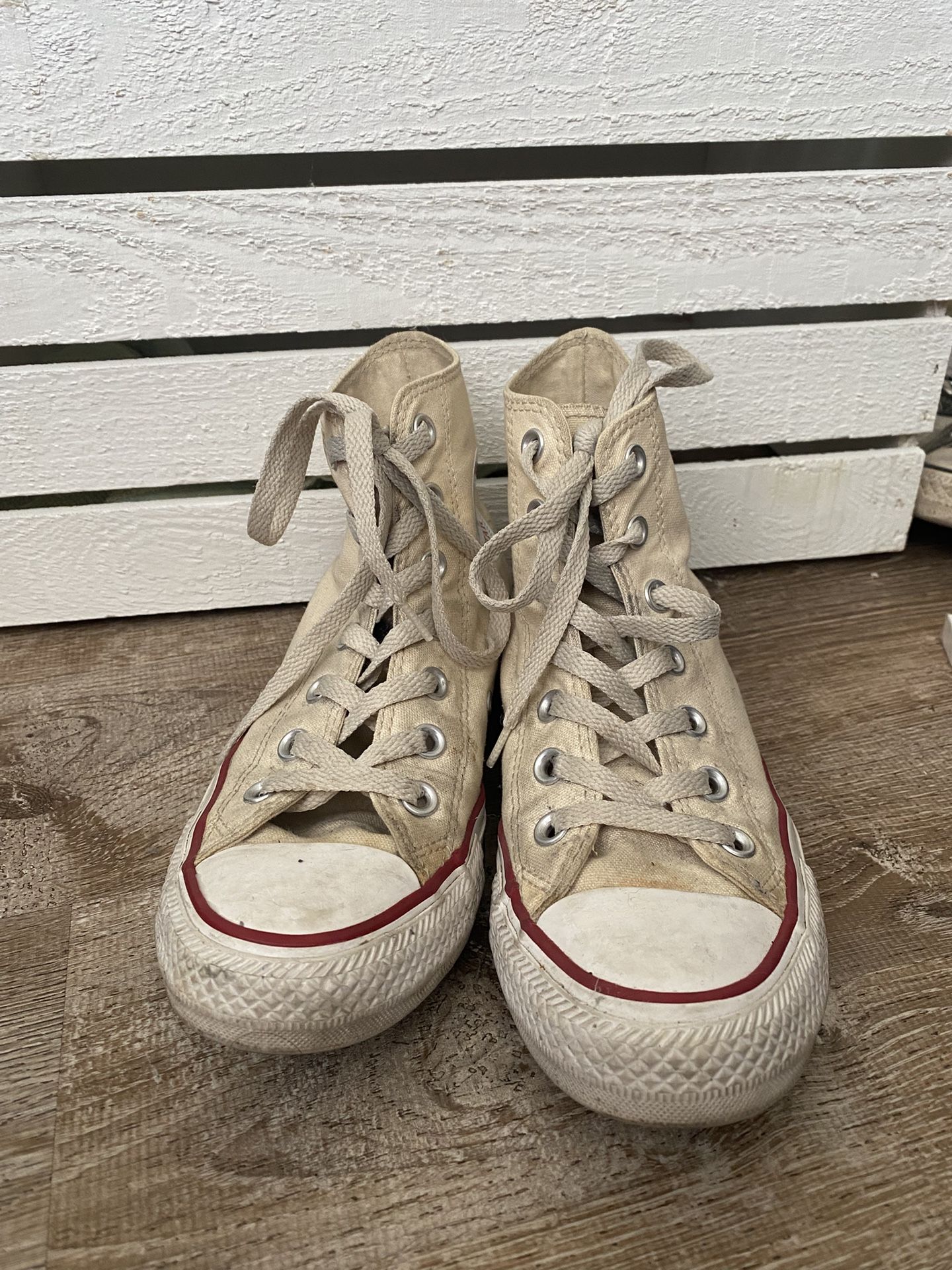 Cream Converse High Tops
