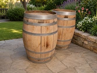 2 Large Solid Wood Barrels – $199.00 for Both