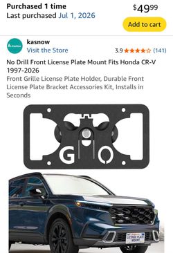 NO DRILL  front license plate bracket for Honda Acura Toyota