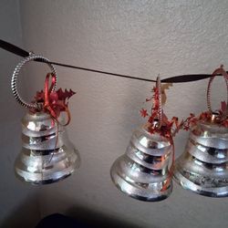 3 Silver Bells  4.5" X 8"