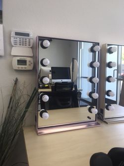 ROSE GOLD Hollywood Makeup Vanity Mirror W Dimmable Lights