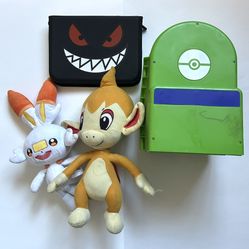 Bundle of 4 Pokemon Plushies, Card Holder Case & Carry Case Playset