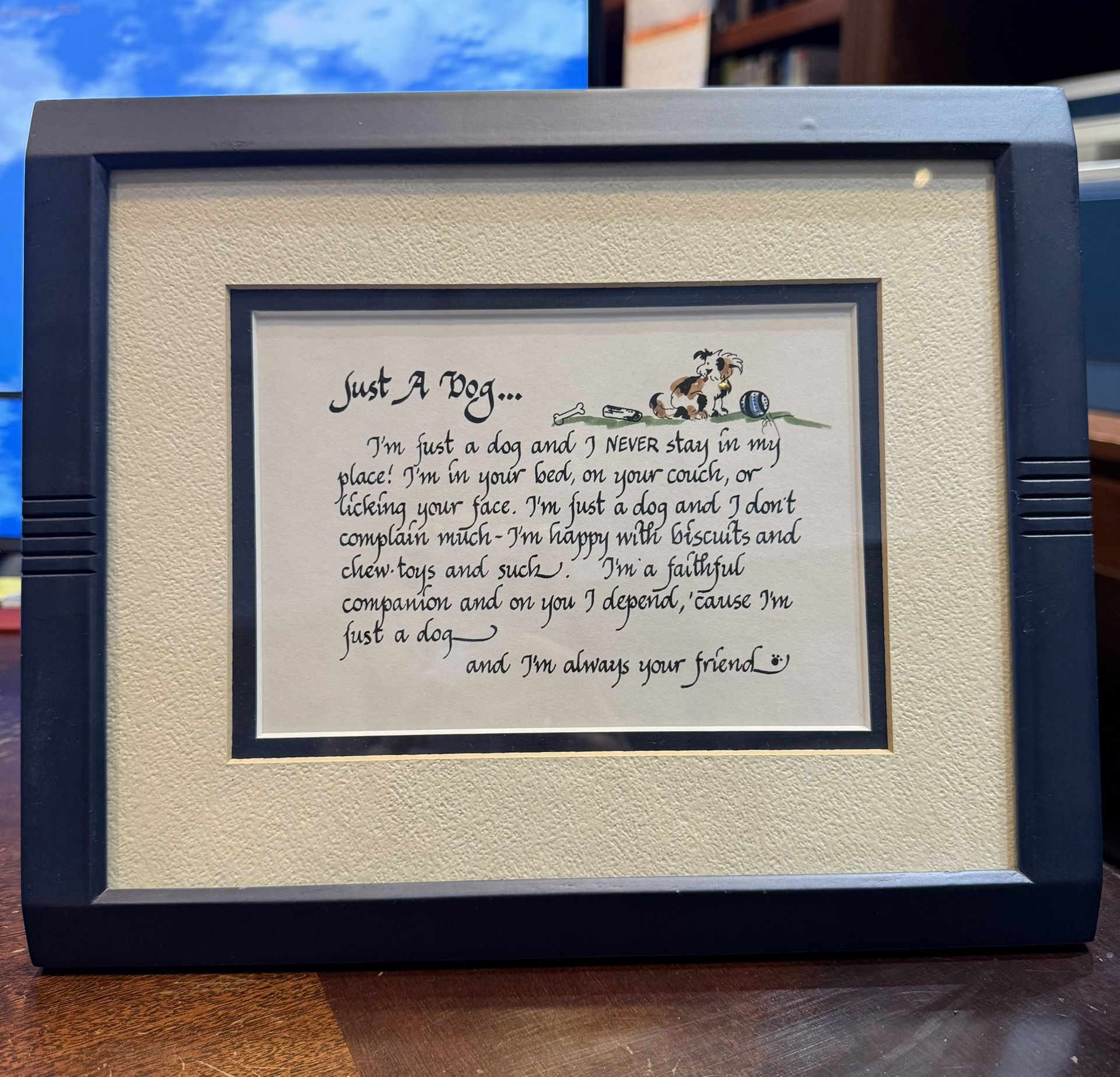 Just A Dog Poem Framed 8x10 Print Dog Lover Gift Pet Quote Art Décor