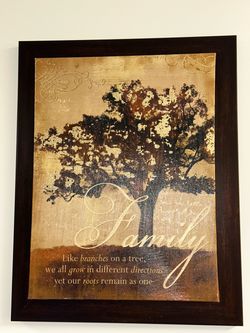 15" x 19" Framed Canvas Family Tree Quote Wall Art