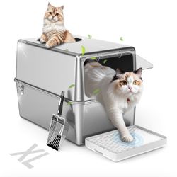 Stainless Steel Litter Box with Lid