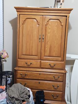 Oak Wood Armoire set with Drawers
