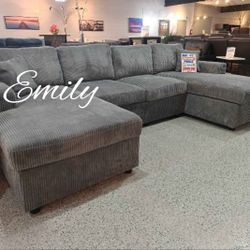Beautiful U-shaped Corduroy Sectional Sofa Set