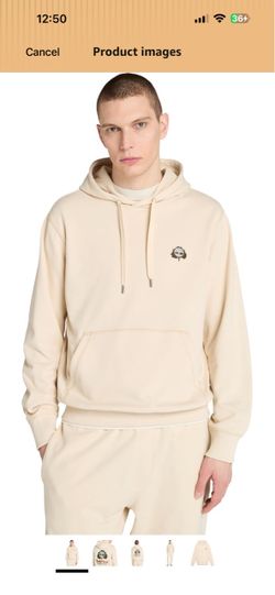 Timberland Men's Wareham Tree Logo Patch Hoodie Knit Pullover Sweatshirt With Kangaroo Pocket