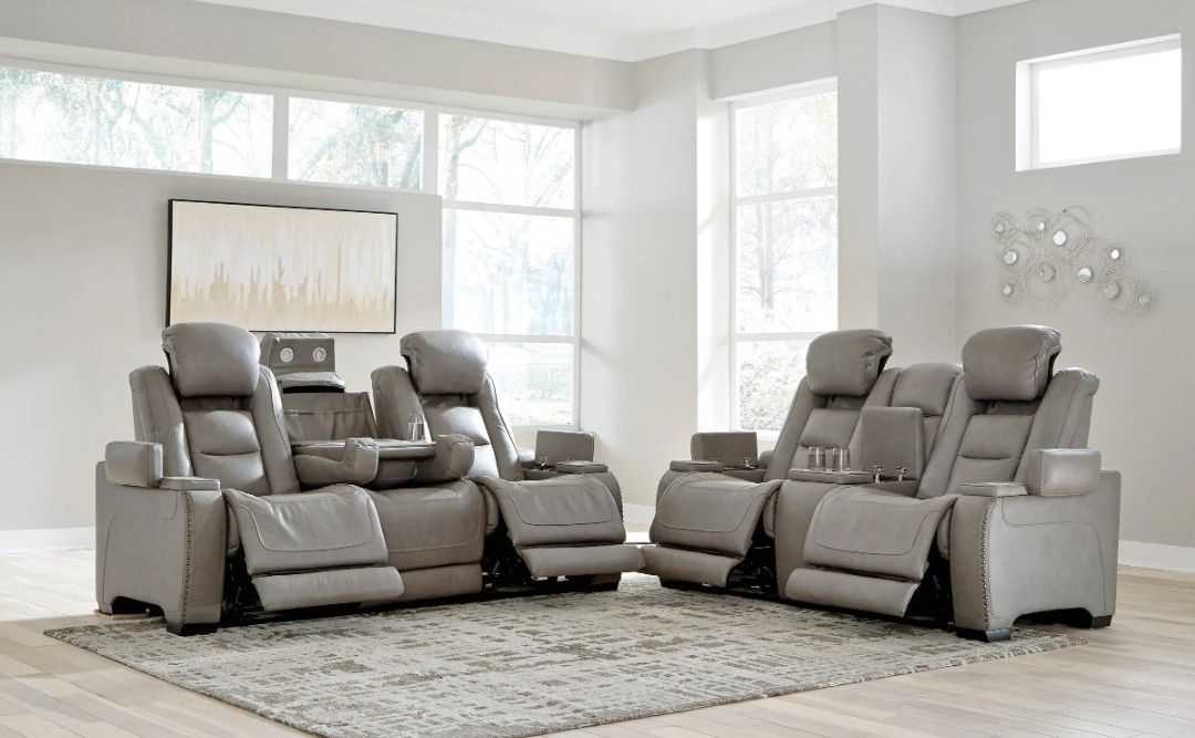 The Man-Den Gray Power Reclining Living Room Set