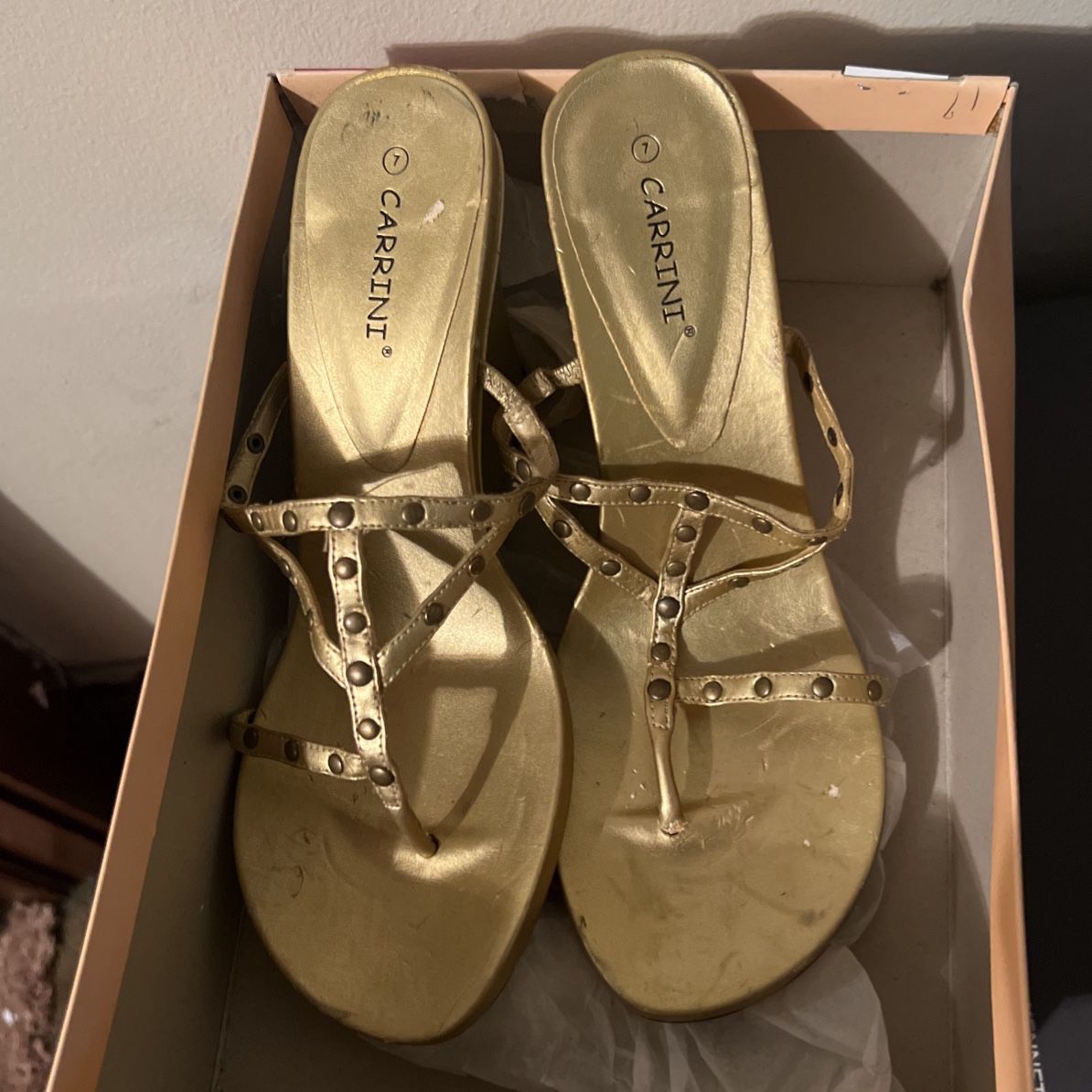 Gold Wedge Sandals 