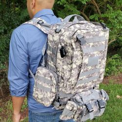 55L Military Tactical Backpack For Camping, Hiking, Trekking, Hunting, Bug Out Bag, Etc.