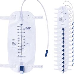 12Pack Urinary Leg Bag,1000ml Urinary Drainage Bag with Cloth Tape, Urine Collection Bag with Anti Reflux Valve