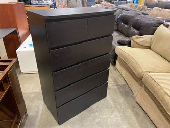IKEA Black Wooden 6 Drawer Dresser