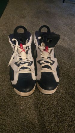 Air Jordan 6 Olympic White Navy Sneakers Size 13