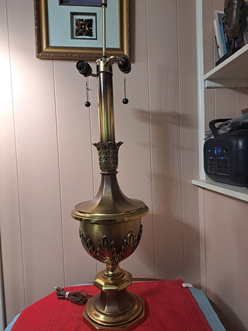 Giant 40" Stiffel Solid Brass Dual Fixture Belguim Lamp