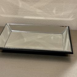 Angular Vanity Organizer Decorative Black Mirror Tray Vanity Tray Jewelry Tray Black Glass Tray for Home Decor