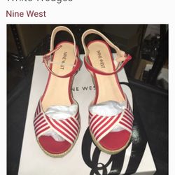 Nine West Red and White Wedges

